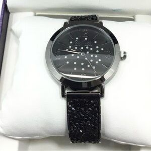 Bob Mackie women's black glitz dial watch with a black alloy bracelet new box